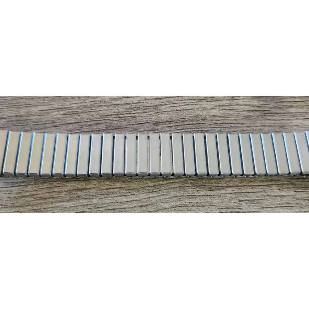 Vintage Two Tone Stainless Steel Expansion Watch Band Tapered Stretch Bracelet